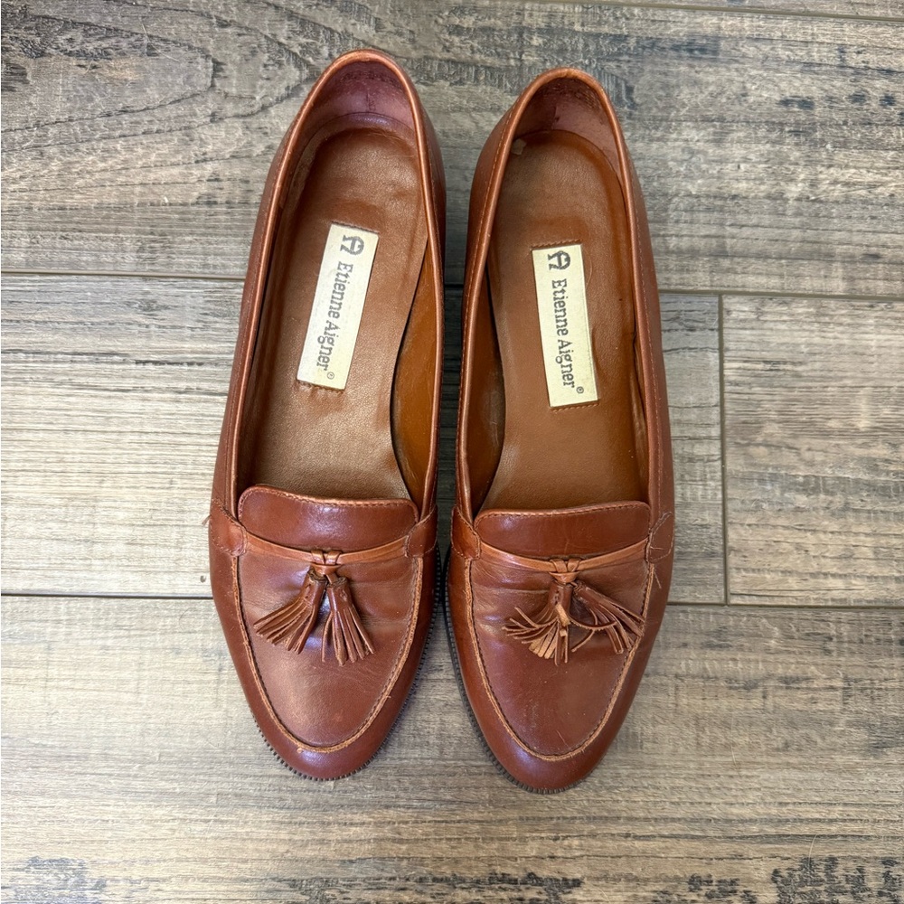 Etienne Aigner Brown Tassel Loafers